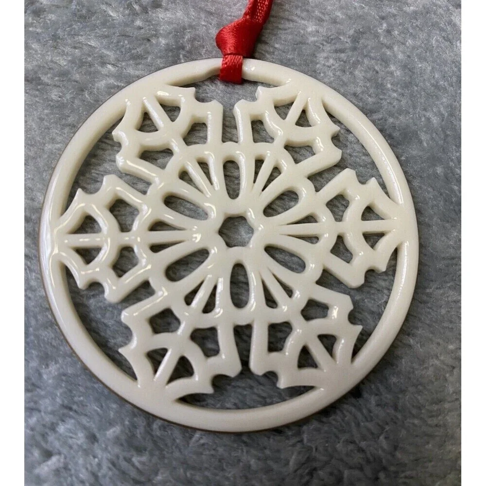 Lenox Snow Star Snowflake Christmas Ornament Vintage, Gold Trim
